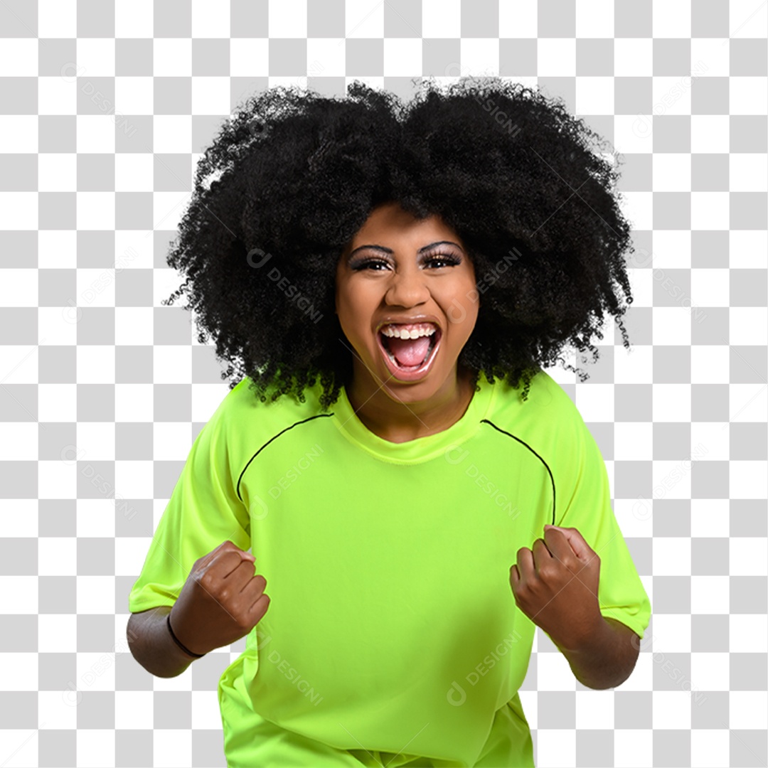 Mulher Morena Fã de Futebol PNG Transparente