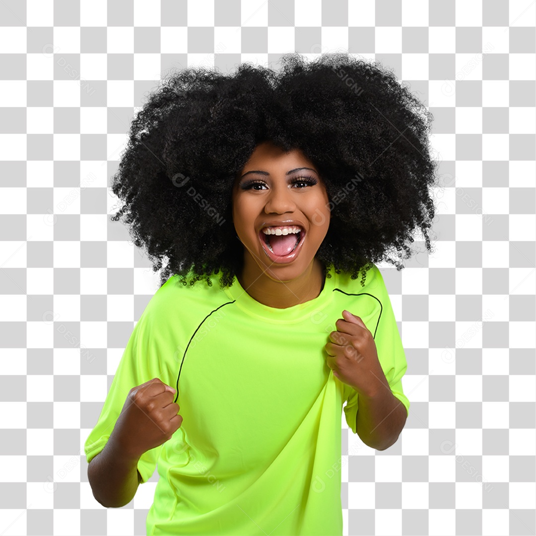 Mulher Morena Fã de Futebol PNG Transparente