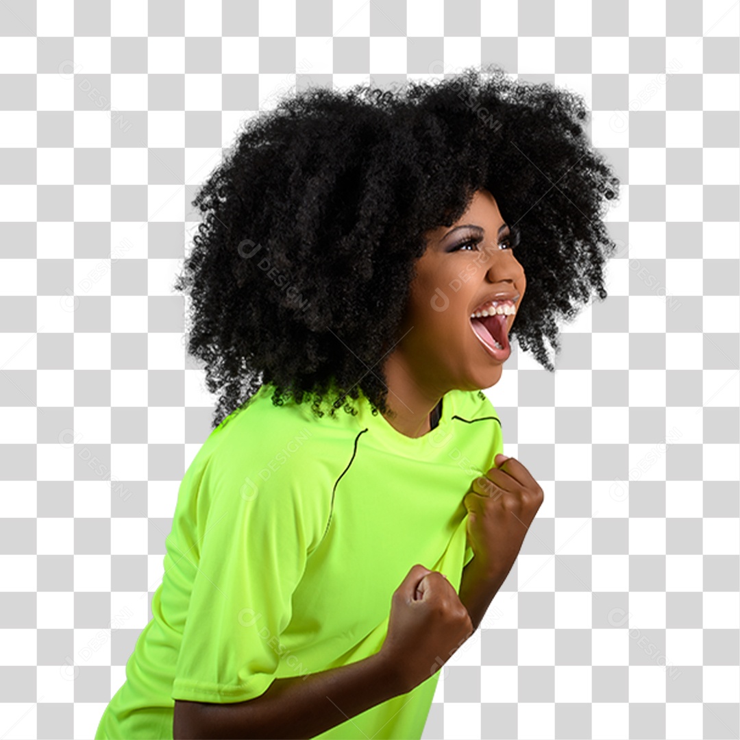 Mulher Morena Fã de Futebol PNG Transparente