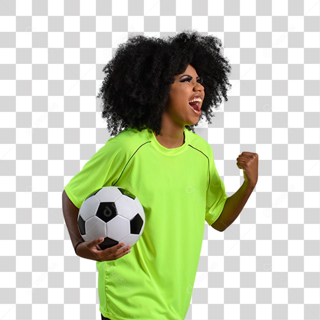 Mulher Morena com Bola nas Mãos PNG Transparente