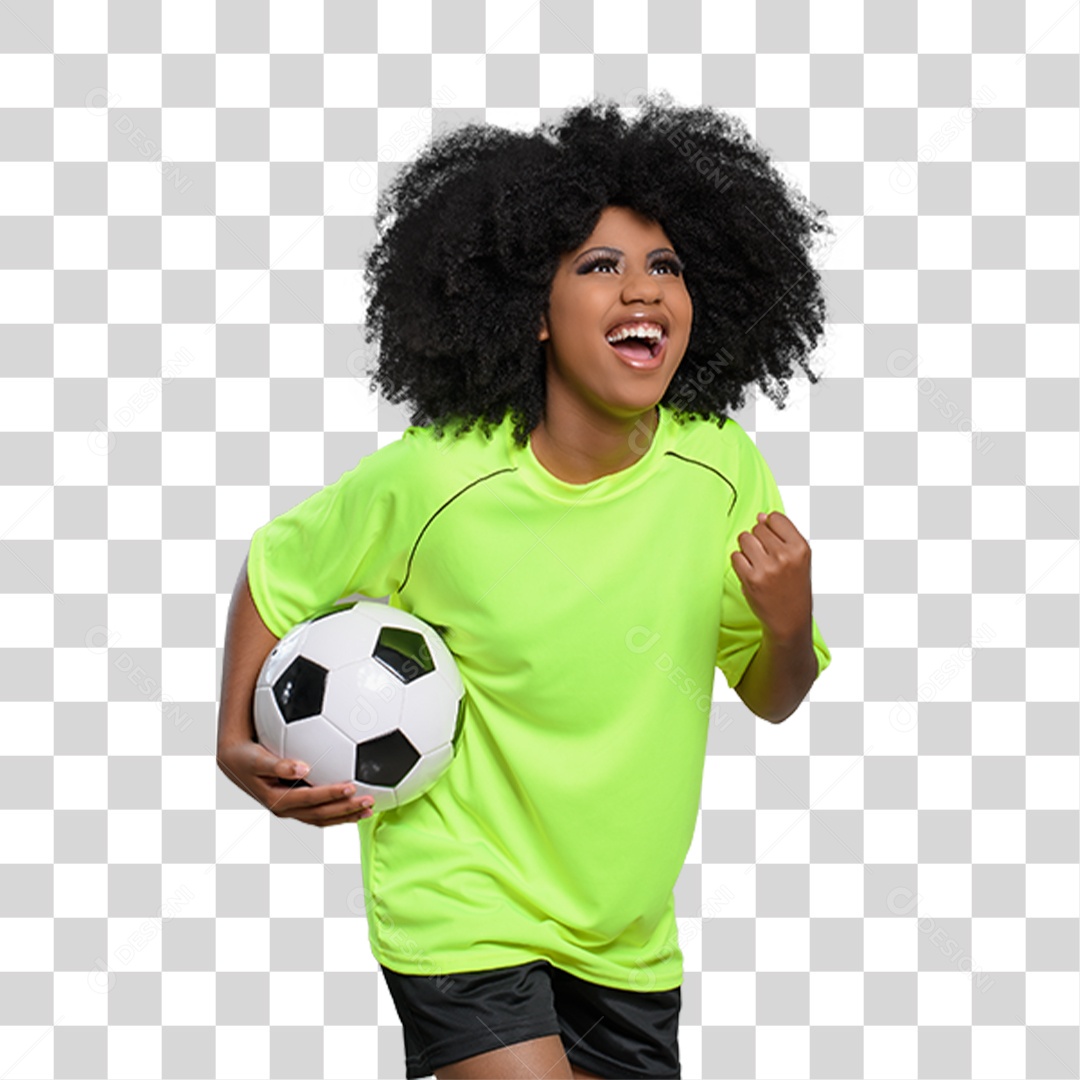 Mulher Morena com Bola nas Mãos PNG Transparente