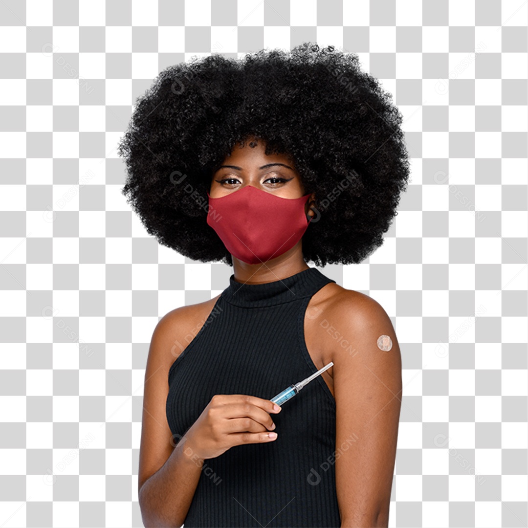 Mulher com Vacina no Braço PNG Transparente