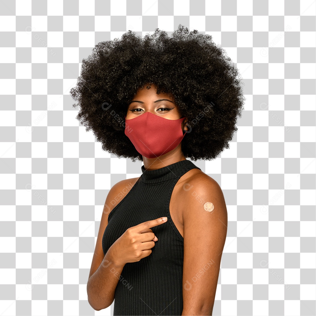 Mulher com Vacina no Braço PNG Transparente