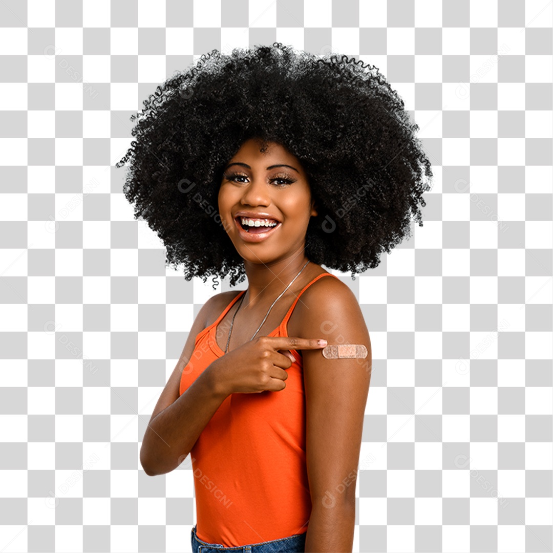 Mulher com Vacina no Braço PNG Transparente