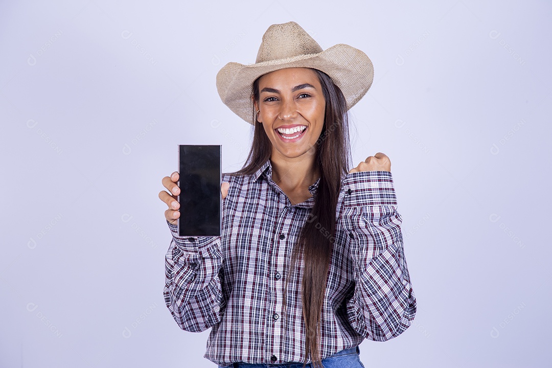 Linda mulher fazendeira sobre fundo isolado