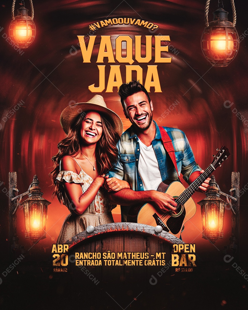 Vamo or Vamo Vaquejada Social Media Editable PSD Flyer