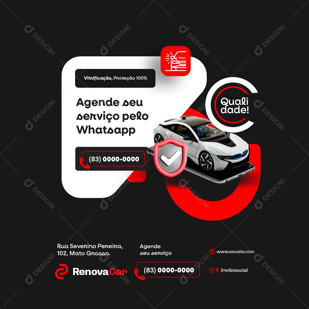 Serviços de Carros Agende seu Serviço Qualidade Social Media PSD Editável