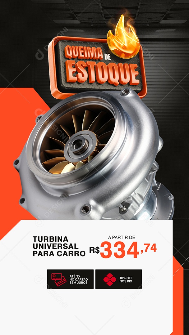 Story Oficina Mecânica Queima de Estoque Turbina Universal Social Media PSD Editável