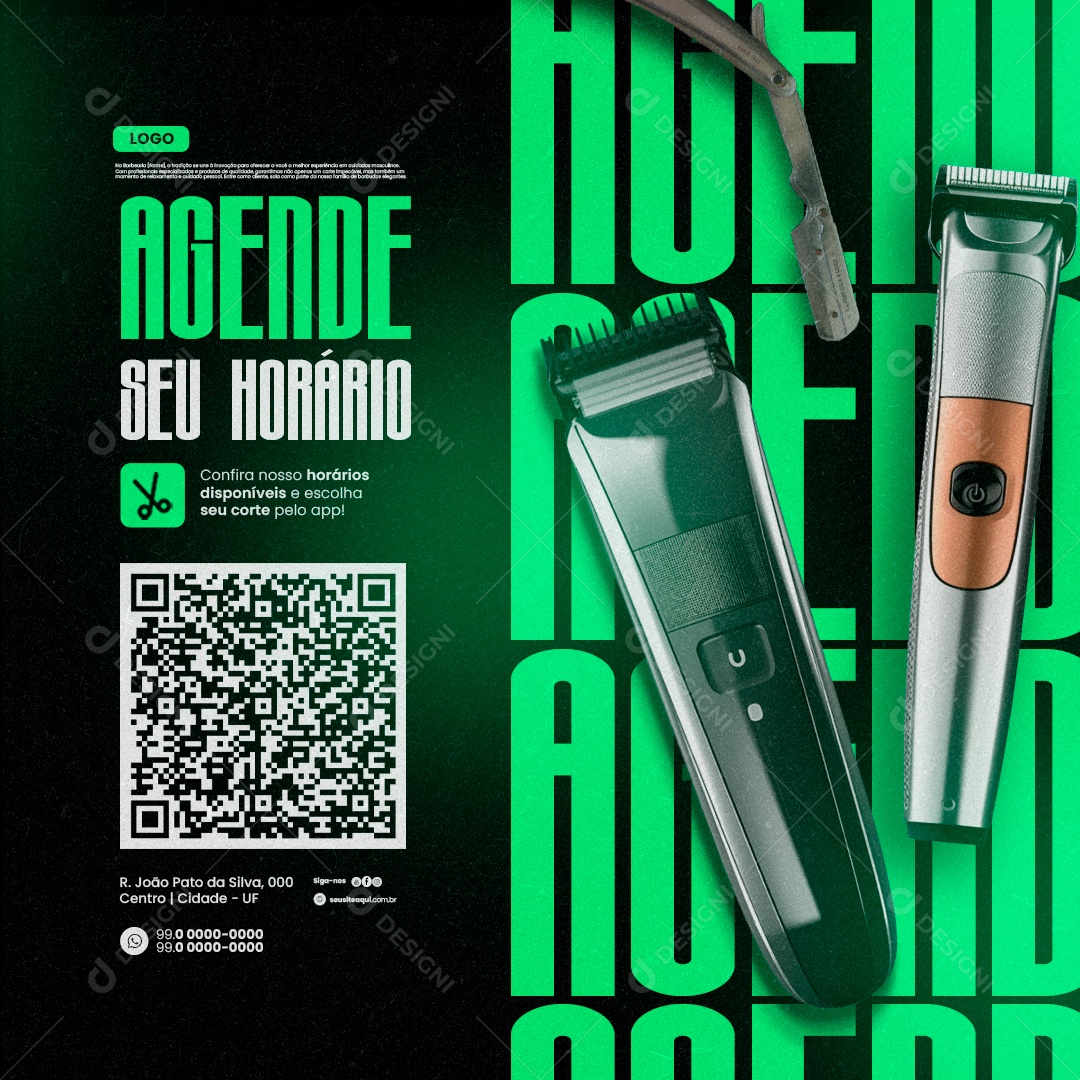 Social Media Barbearia Agendamentos Agende seu Horário PSD Editável