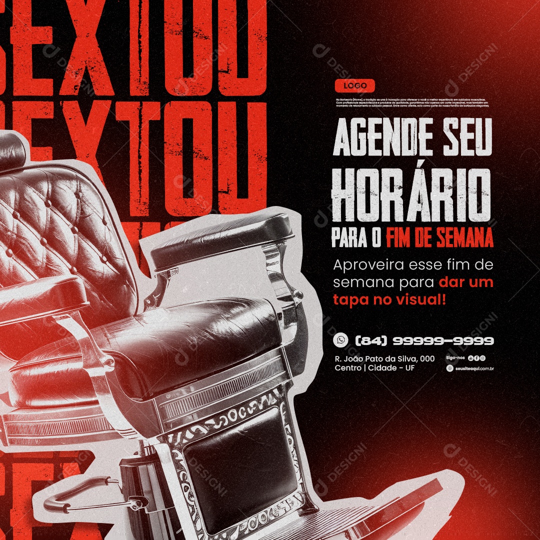 Barbearia Agendamentos Agende seu Horário para o Fim de Semana Social Media PSD Editável