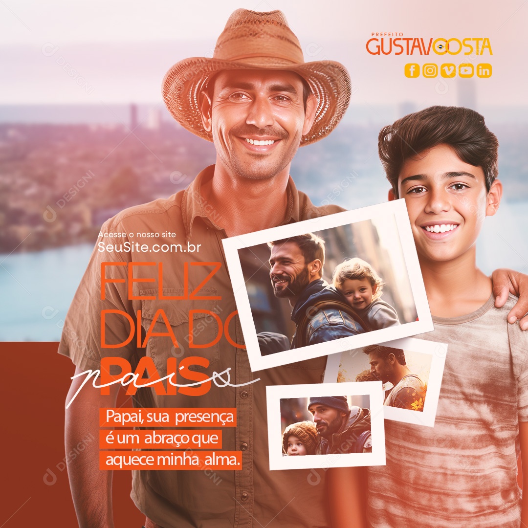 Politica Prefeito Gustavo Costa Feliz Dia dos Pais Social Media PSD Editável