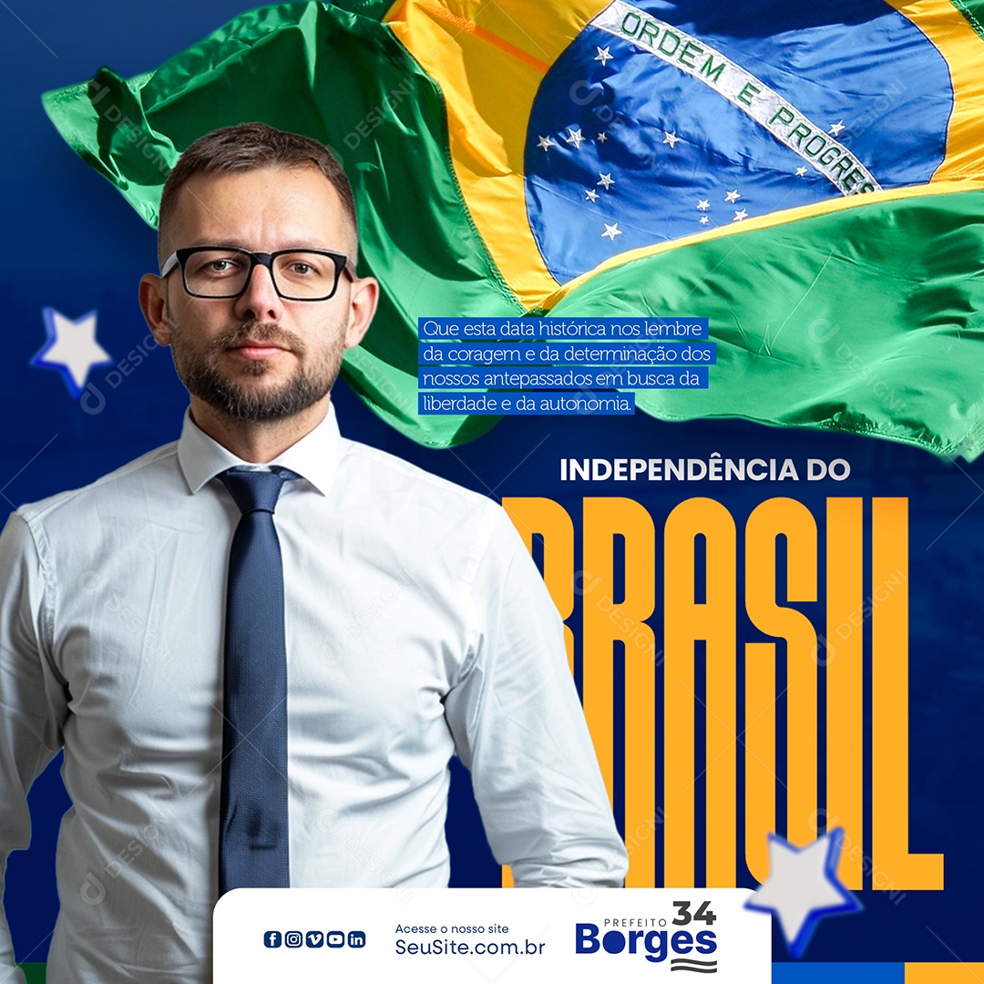 Politica Prefeito Dia da Independência do Brasil Social Media PSD Editável