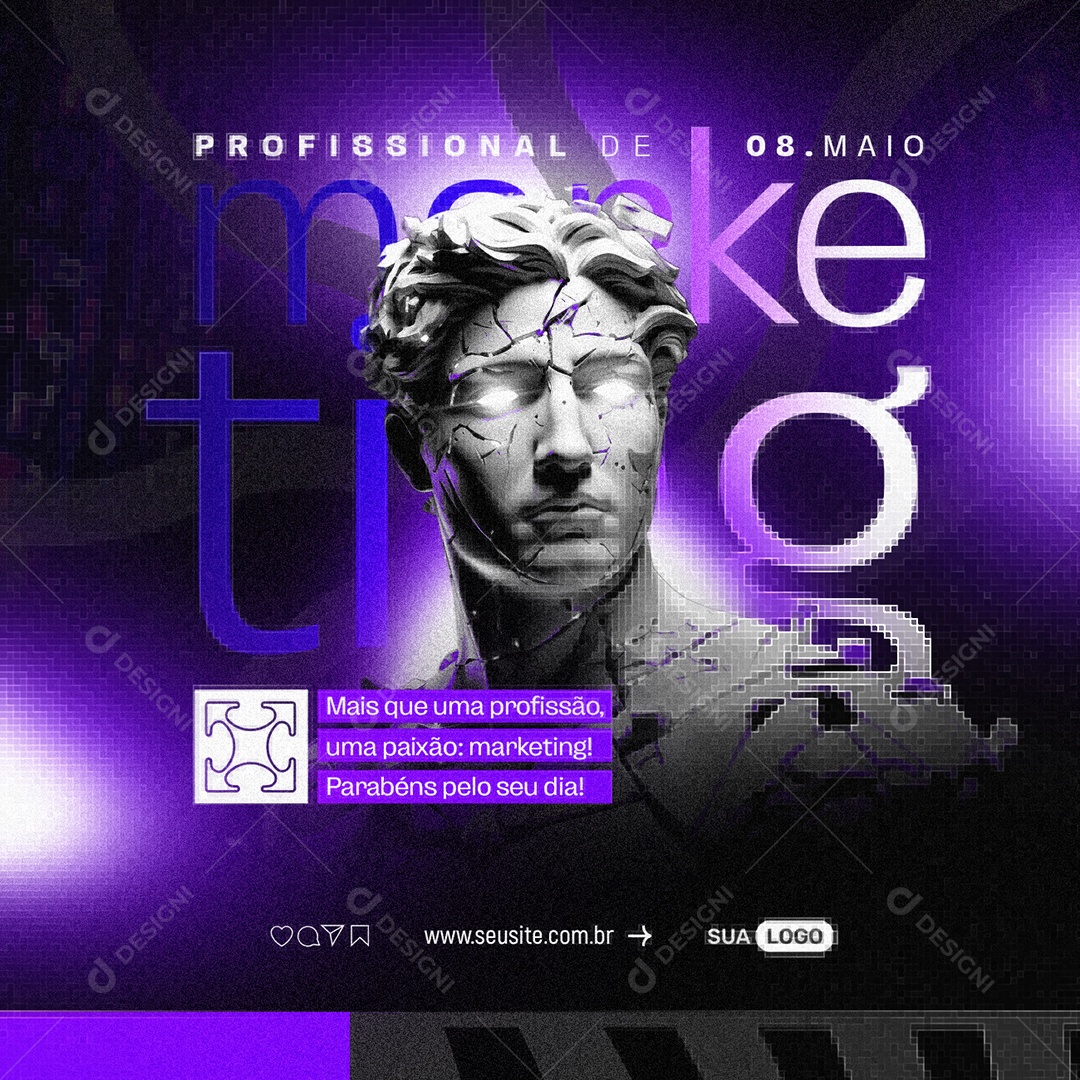 Dia do Profissional de Marketing 08 de Maio Uma Paixão Social Media PSD Editável
