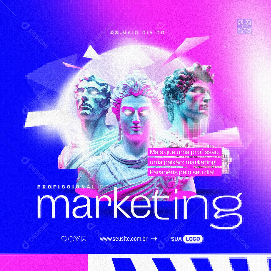 Dia do Profissional de Marketing 08 de Maio Uma Paixão Social Media PSD Editável