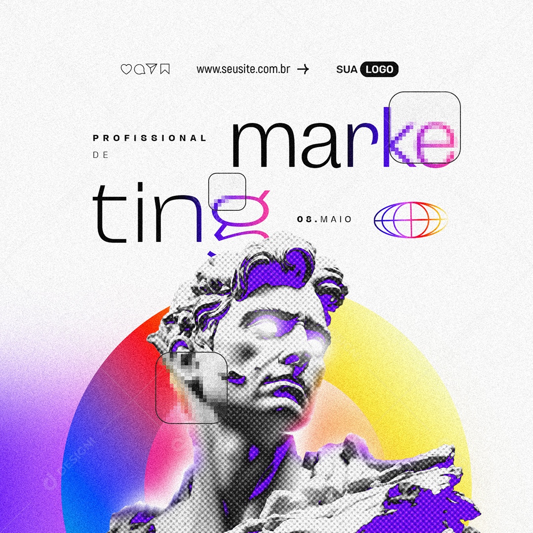 Dia do Profissional de Marketing 08 de Maio Social Media PSD Editável