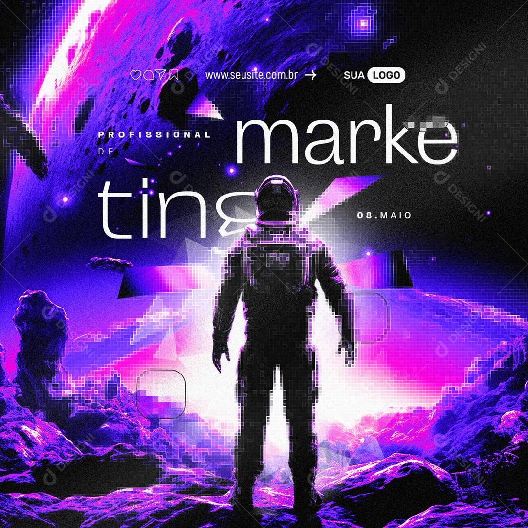 Dia do Profissional de Marketing 08 de Maio Social Media PSD Editável