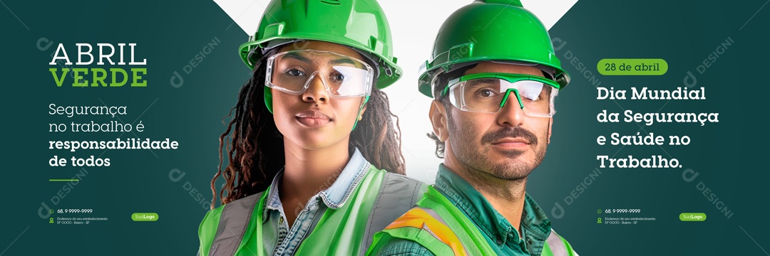 Carrossel Abril Verde Segurança no Trabalho é Responsabilidade de todos Social Media PSD Editável