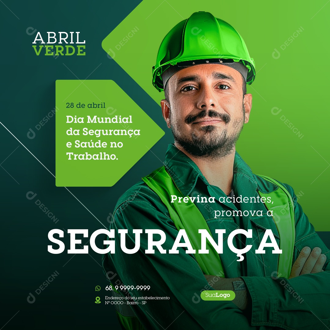 Dia Mundial da Segurança e Saúde no Trabalho 28 de Abril Social Media PSD Editável