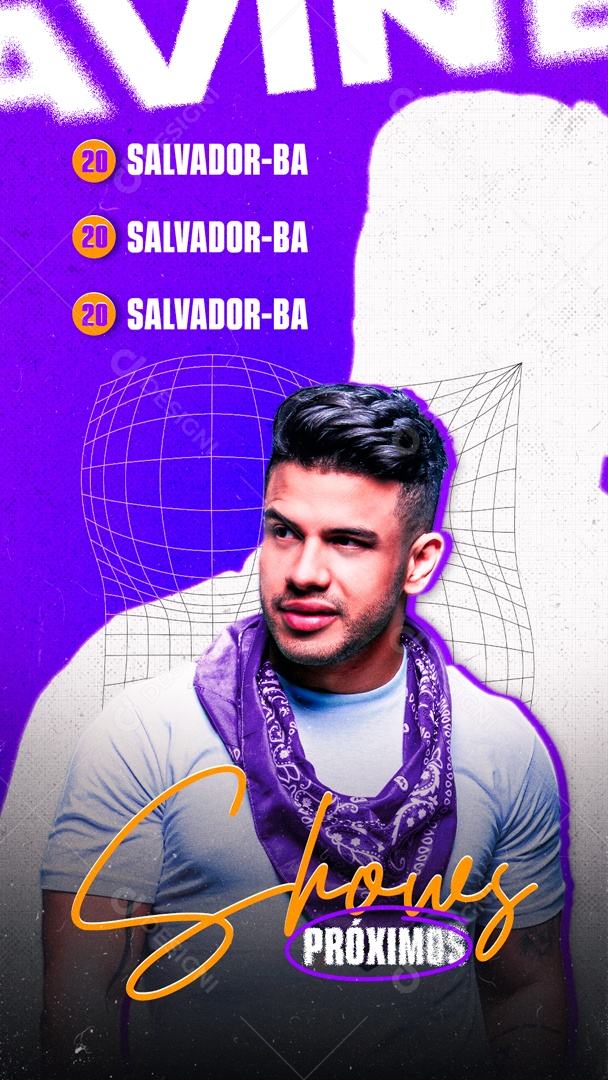 Flyer Próximo Shows Ávine Vinny Social Media PSD Editável