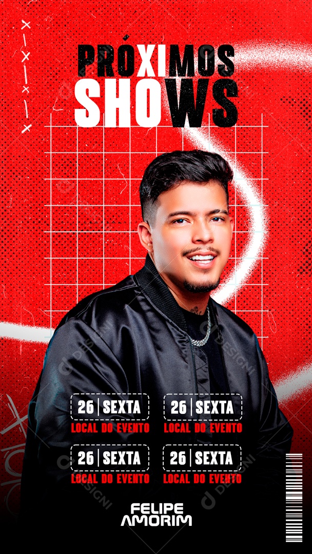 Flyer Próximos Shows Felipe Amorim Social Media PSD Editável