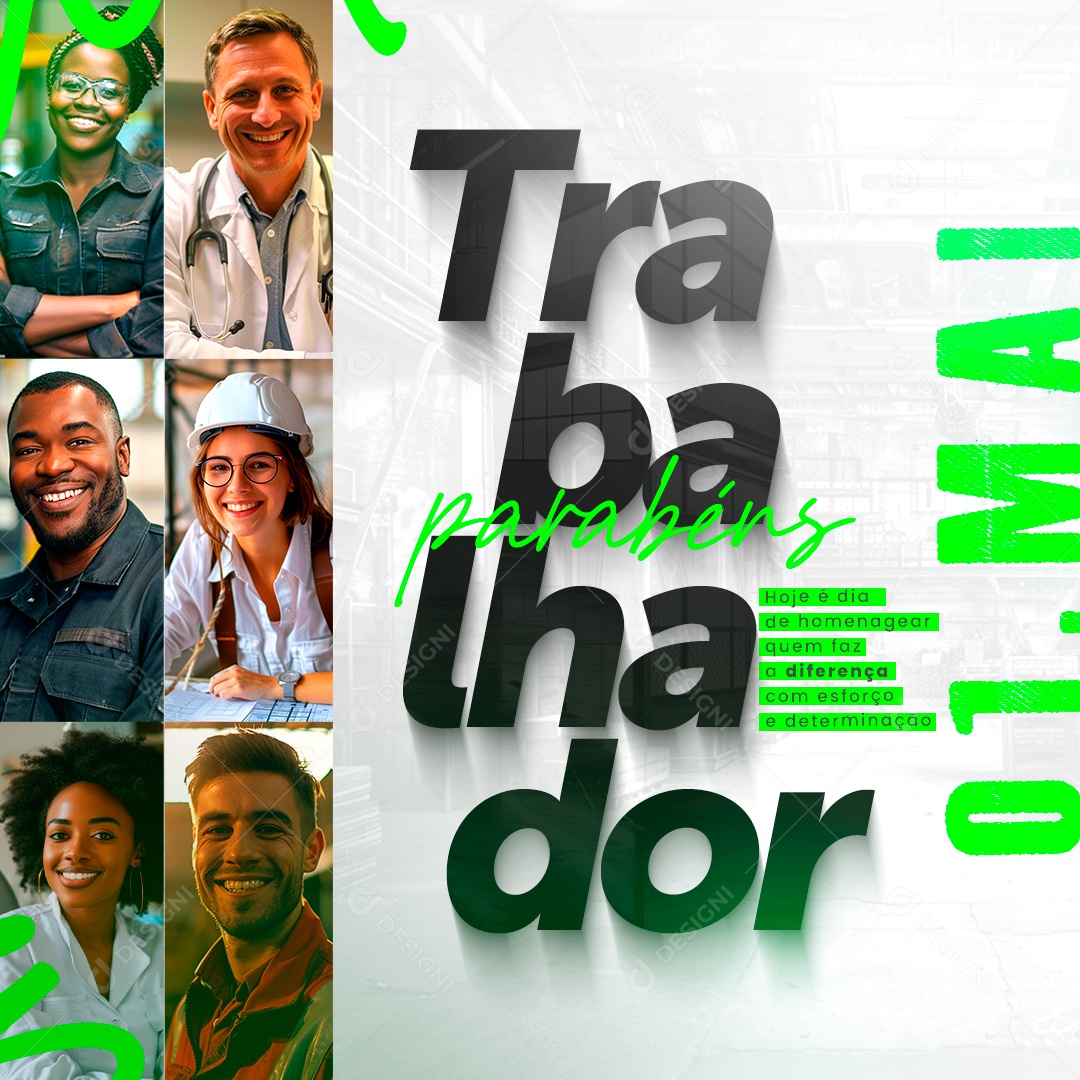 Dia do Trabalhador  01 de Maio Homenagear Social Media PSD Editável