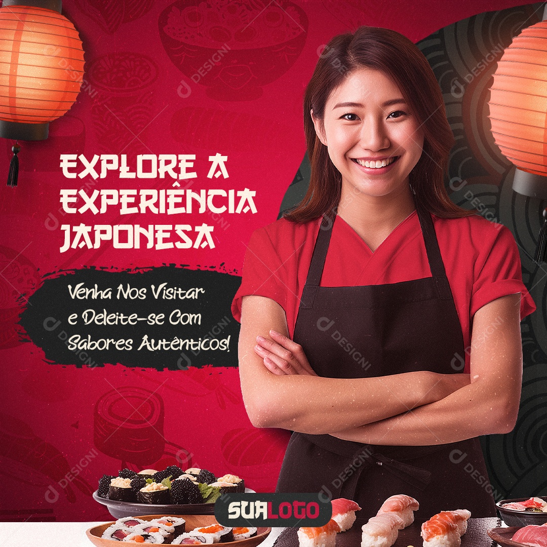 Comida Japonesa Explore a Experiência Japonesa Social Media PSD Editável