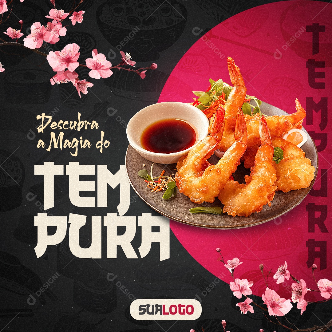 Comida Japonesa Descubra a Magia do Tempura Social Media PSD Editável