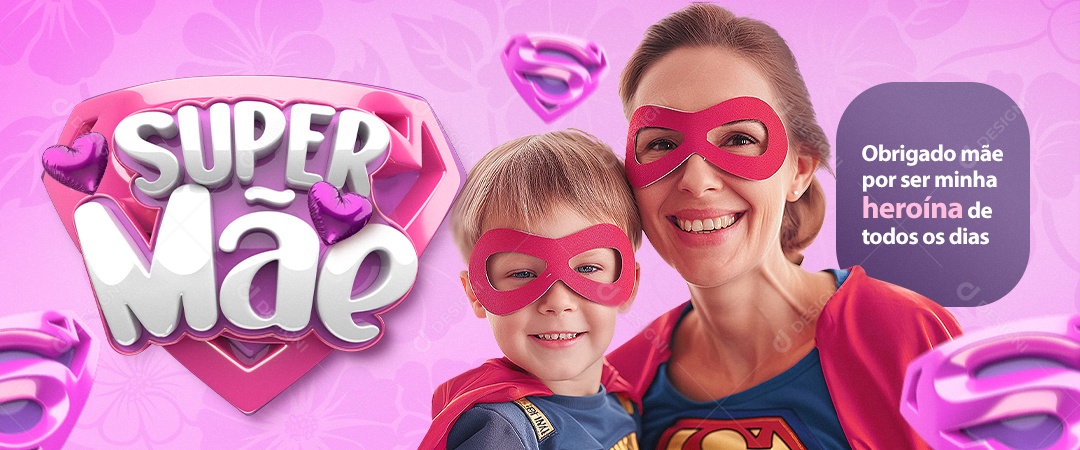 Banner Feliz Dia Das Mães 12 de Maio Super Mãe Social Media PSD Editável