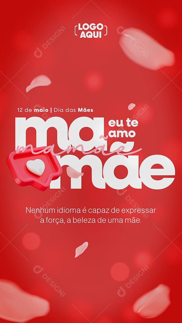 Feliz Dia das Mães 12 de Maio Eu te Amo Social Media PSD Editável