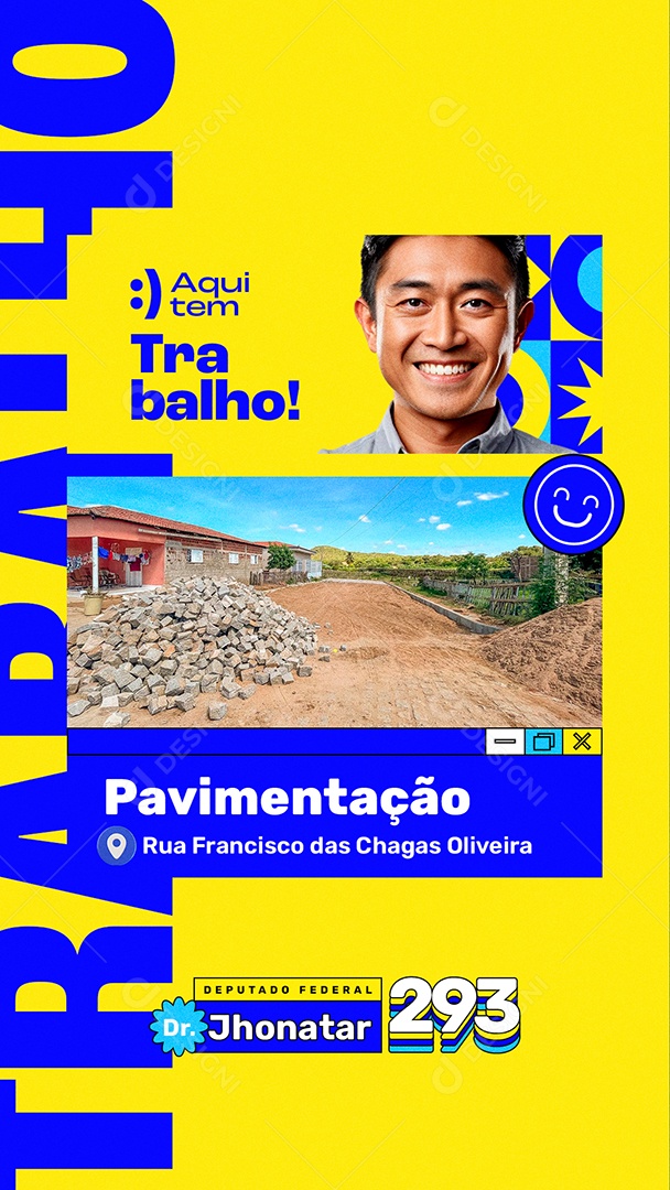 Story Eleição Deputado Federal Jhonatar pavimentação Social Media PSD Editável