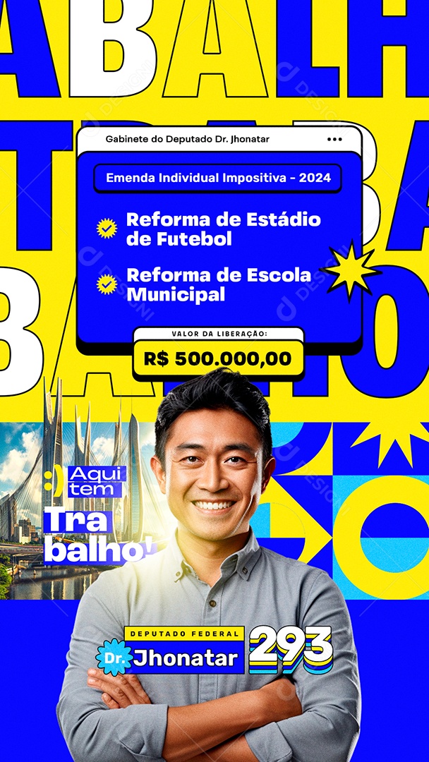 Story Eleição Gabinete do Deputado Dr Jhonatar Social Media PSD Editável