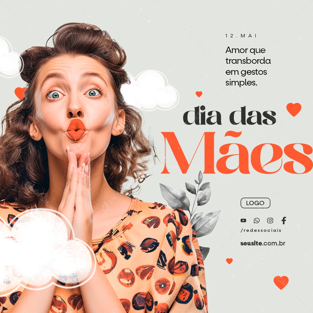 Dia Das Mães 12 de Maio Amor que Transborda Social Media PSD Editável