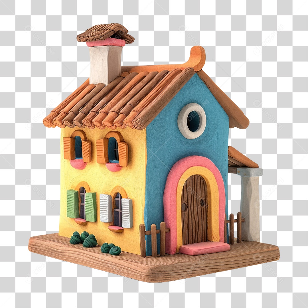 Casa Colonial Colorida Festa Junina PNG Transparente