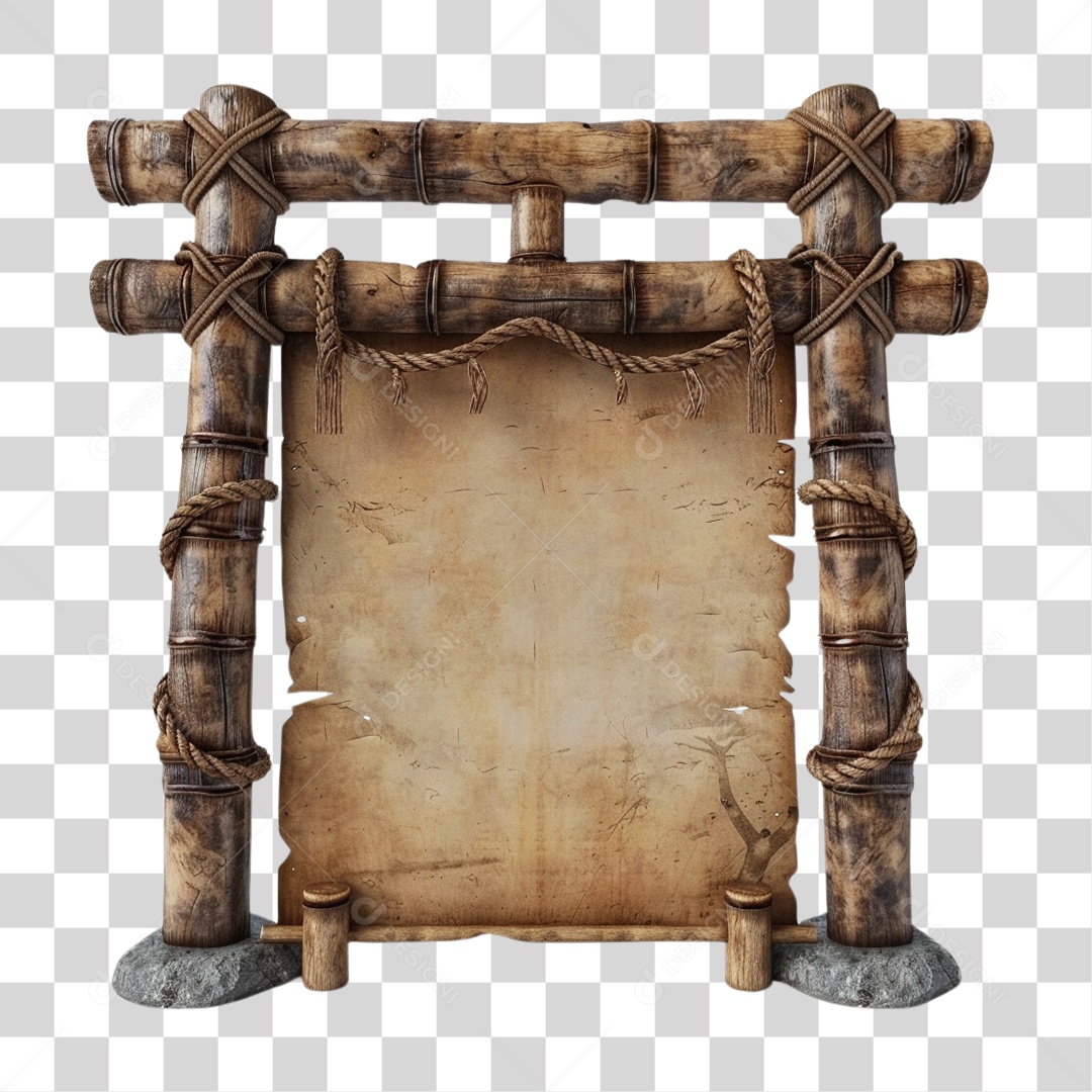 Bambu Pergaminho Portal PNG Transparente