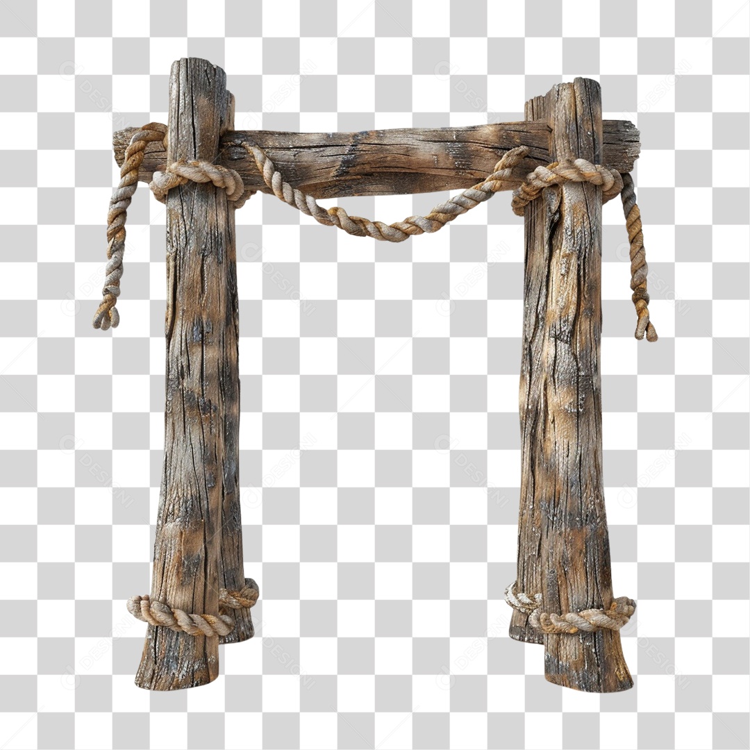 Madeira Velha Cordas Pedaços Portal PNG Transparente