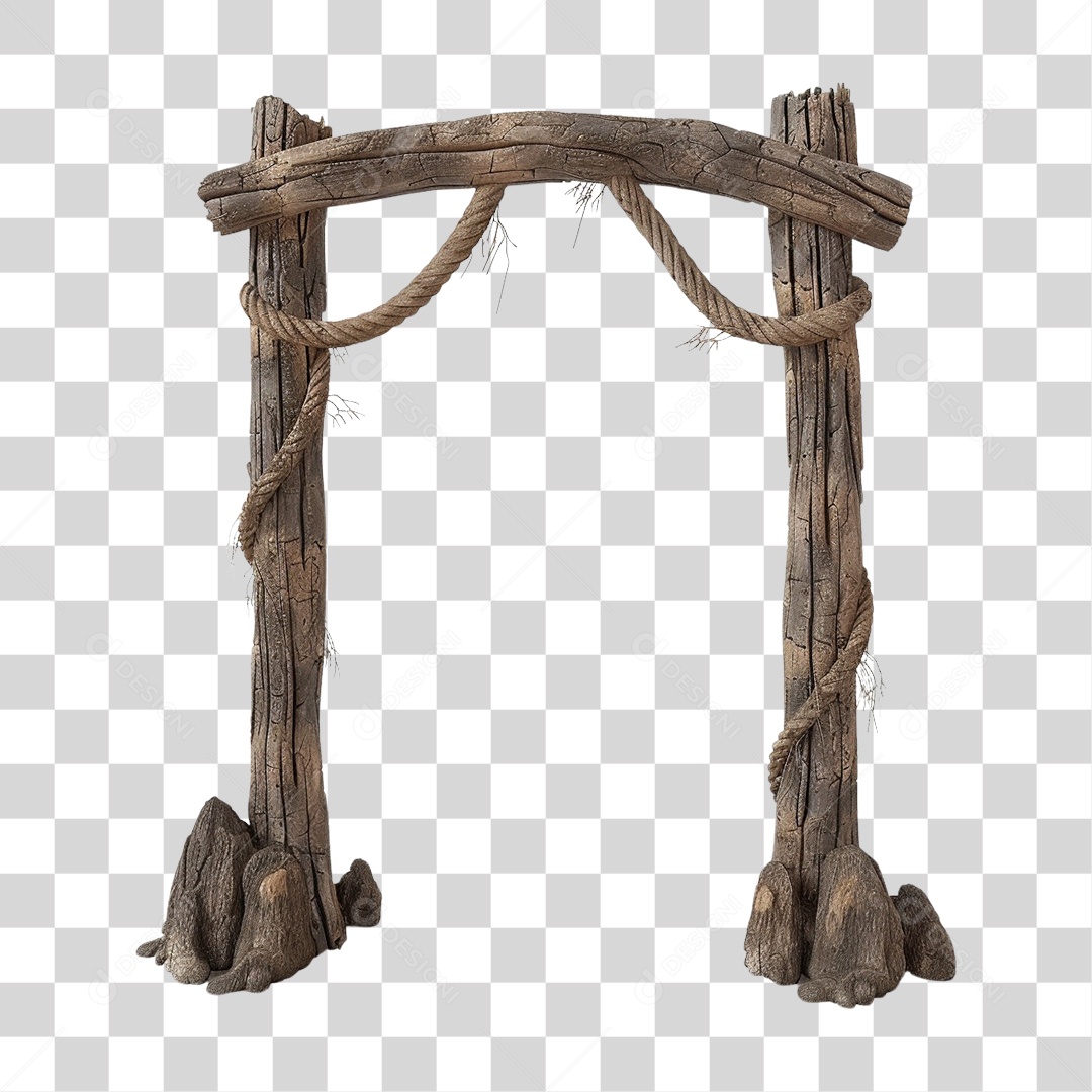 Madeira Velha Cordas Pedaços Portal PNG Transparente