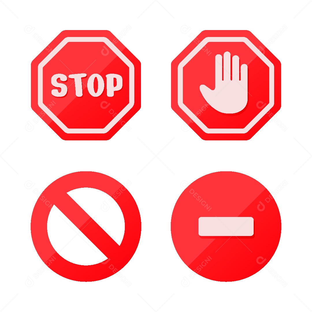 Conjunto de Placas de Pare Ilustração Vetor EPS