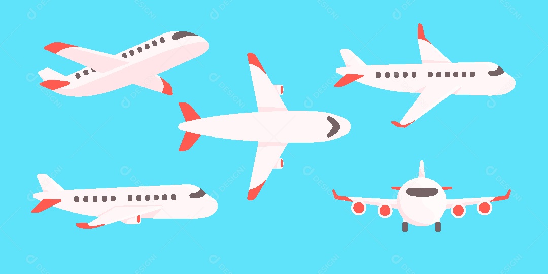 Conjunto de Aviões Ilustração Vetor EPS