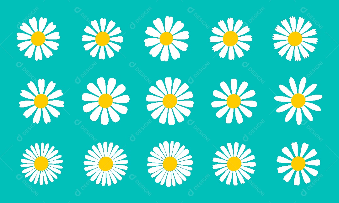Conjunto de Flores Ilustração Vetor EPS