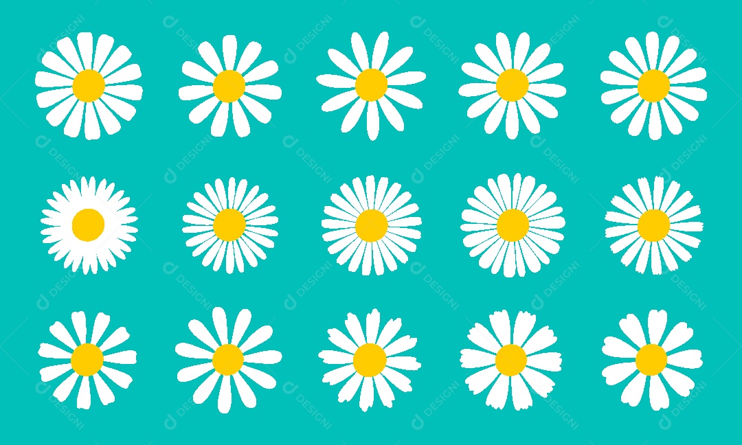 Conjunto de Flores Ilustração Vetor EPS