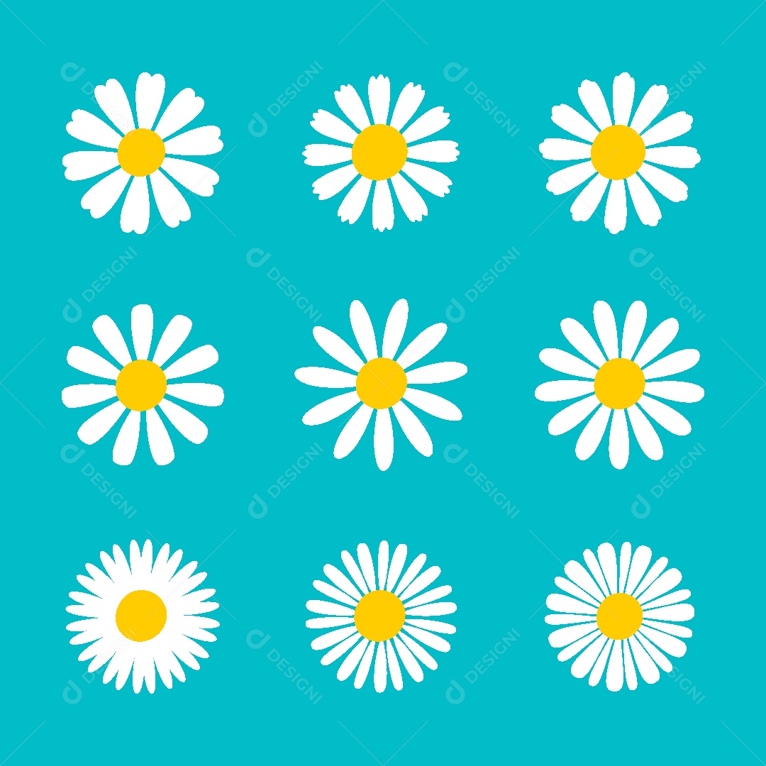 Conjunto de Flores Ilustração Vetor EPS