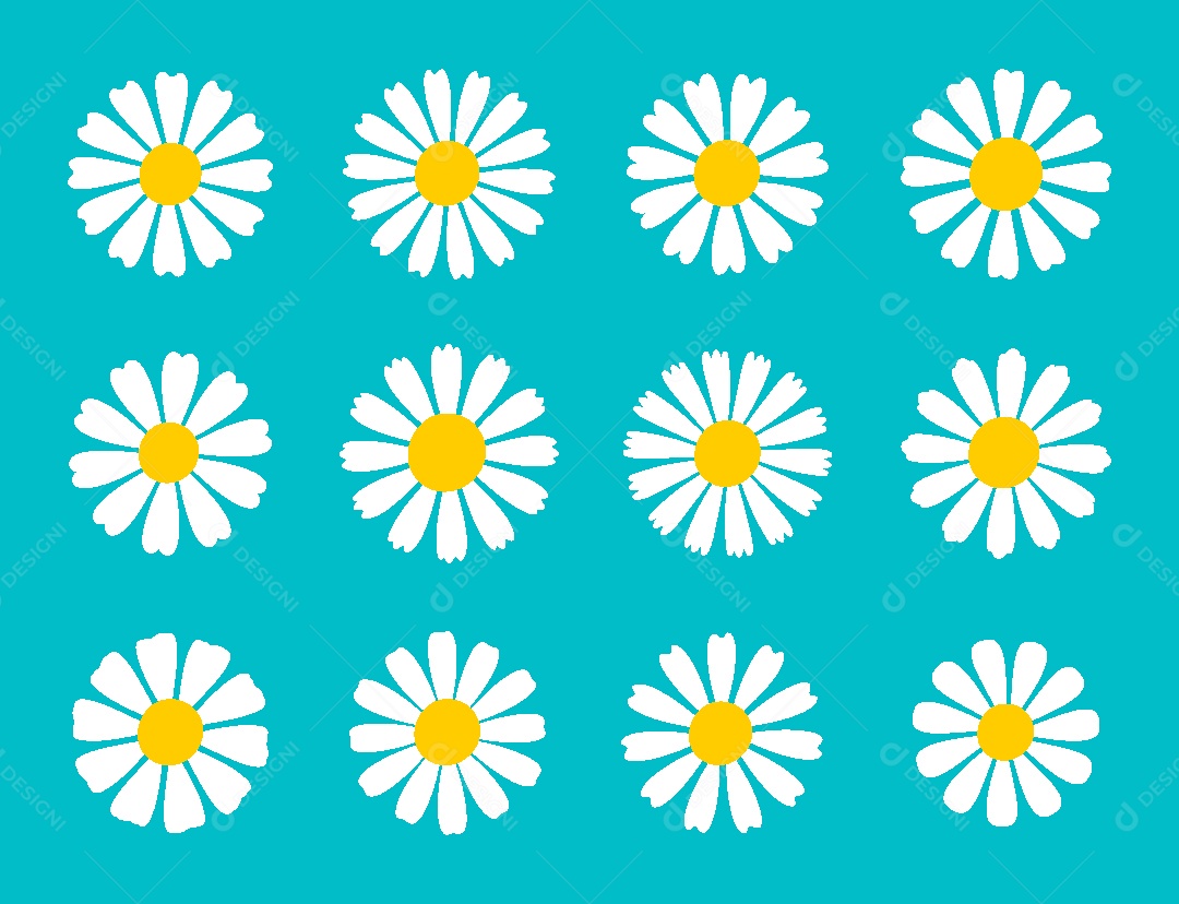 Conjunto de Flores Ilustração Vetor EPS