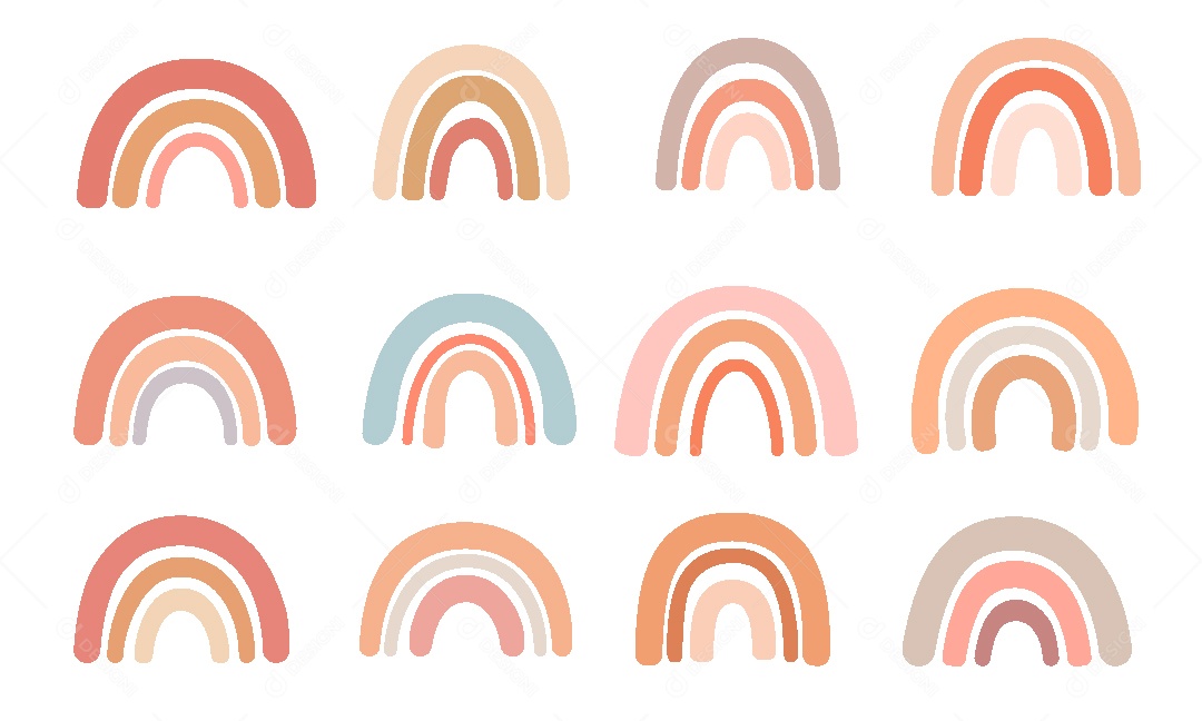 Conjunto de Arco Iris Boho Ilustrações Vetor EPS