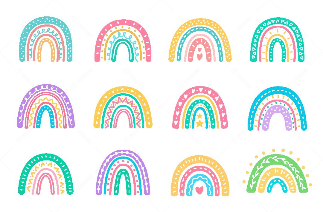 Conjunto de Arco Iris Ilustração Vetor EPS