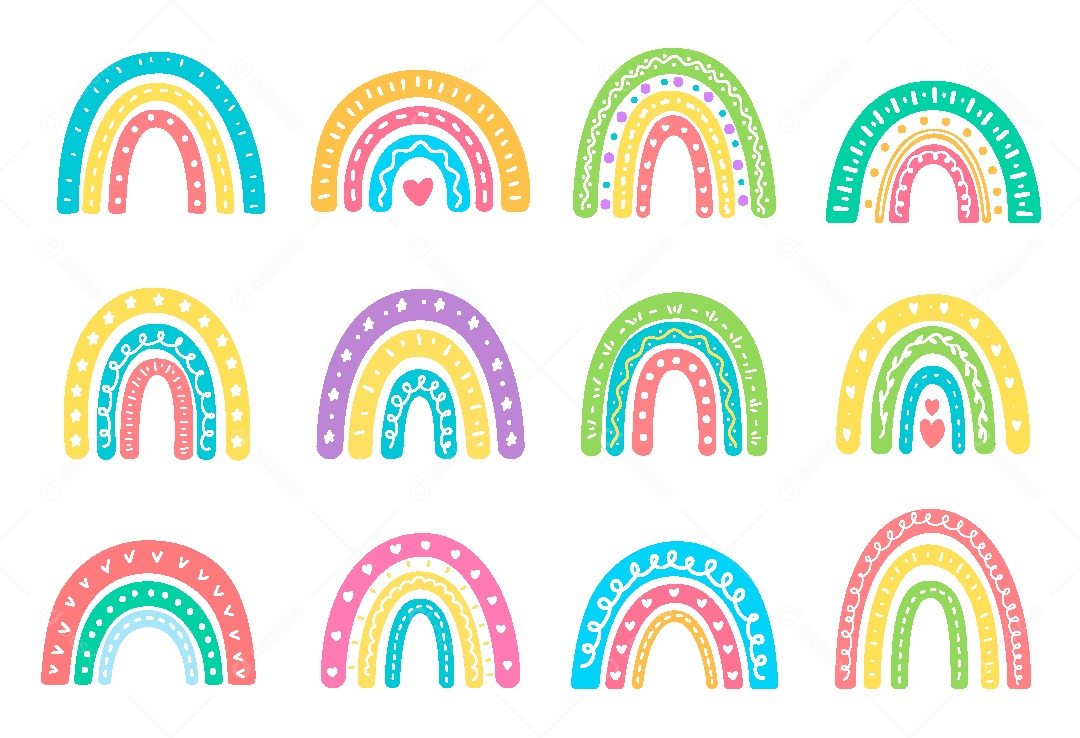 Conjunto de Arco Iris Ilustração Vetor EPS