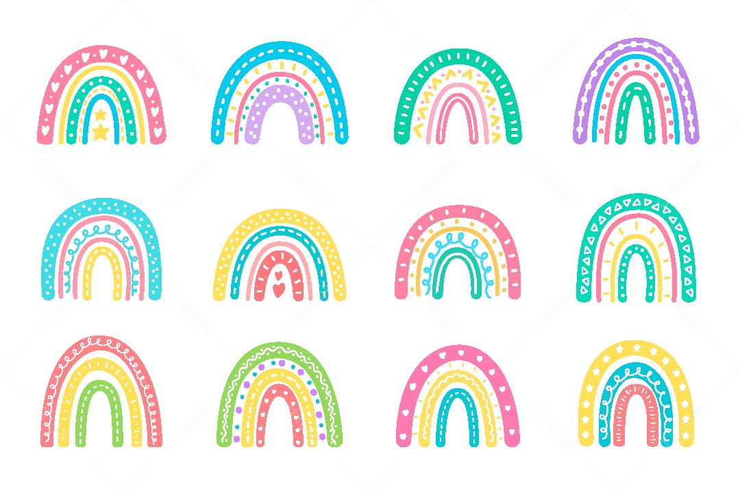 Conjunto de Arco Iris Ilustração Vetor EPS