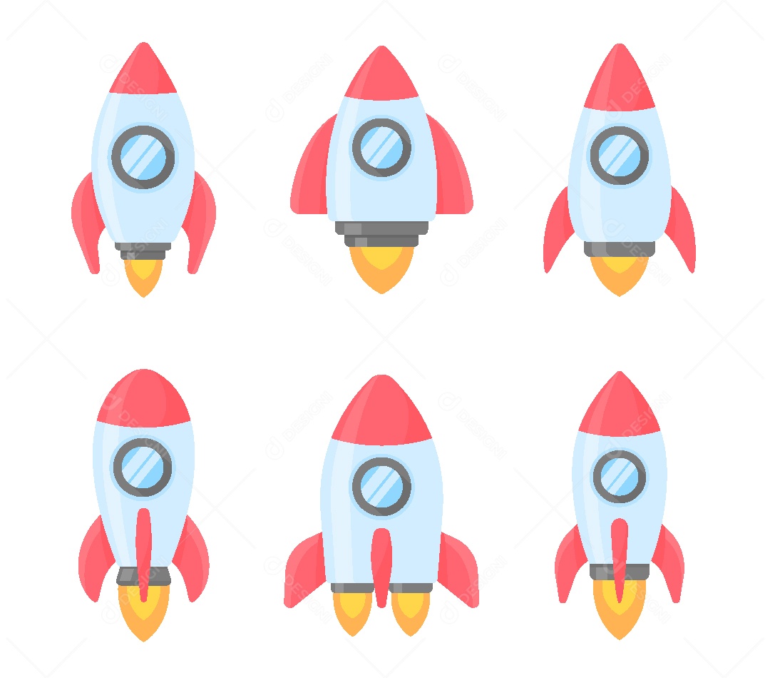 Conjunto de Ícones de Foguetes Vetor EPS