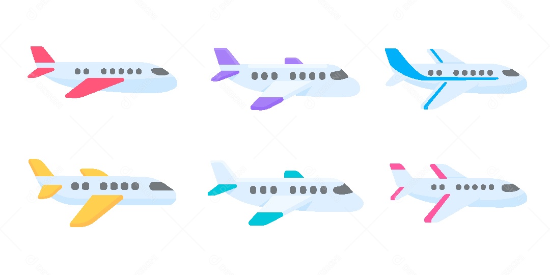 Conjunto de Aviões Ilustração Vetor EPS