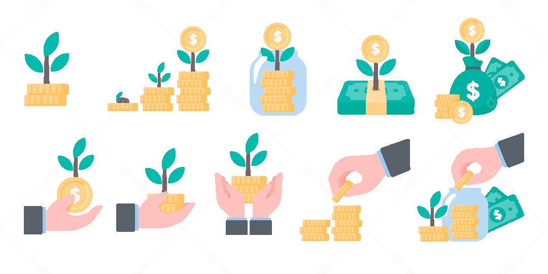 Conjunto de Ícones de Investimento Vetor EPS