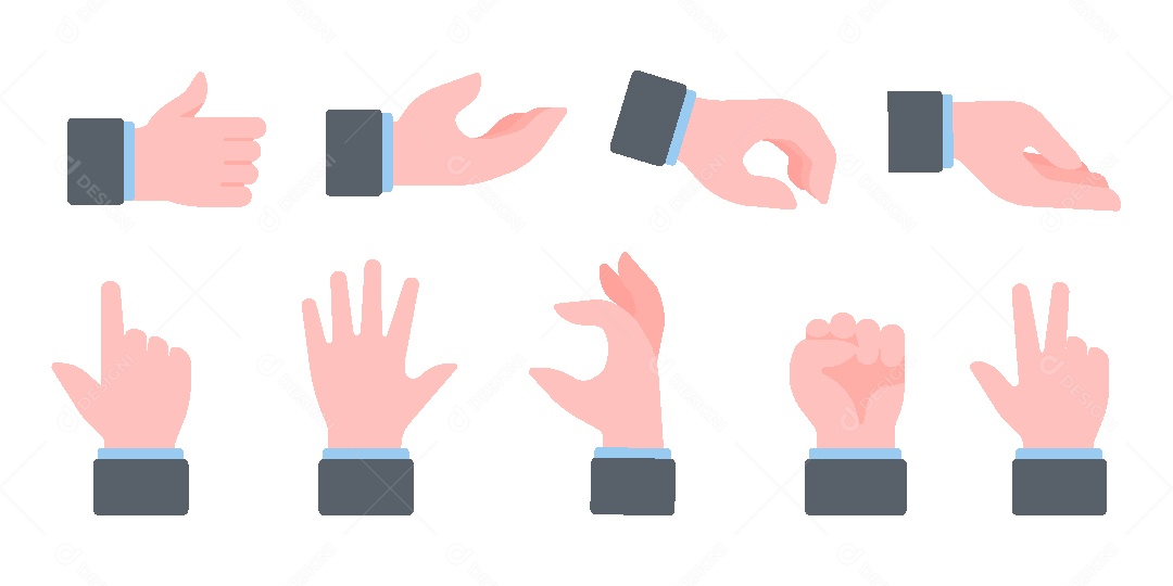 Conjunto de Ícones de Mãos Empresários Vetor EPS